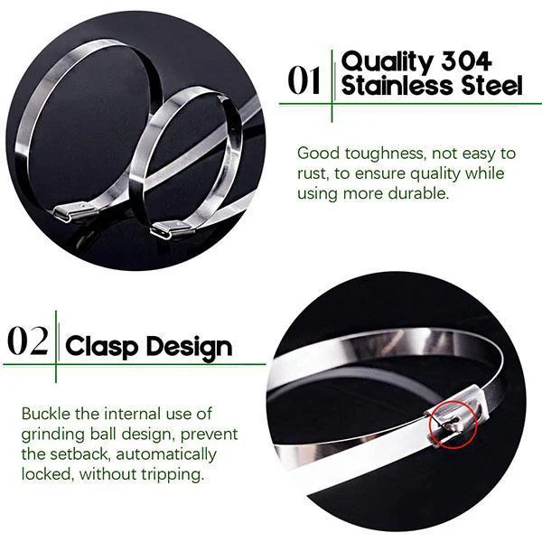 100PCS Multi-Purpose Locking Cable Metal Zip Ties - Image 3