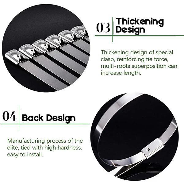 100PCS Multi-Purpose Locking Cable Metal Zip Ties - Image 4