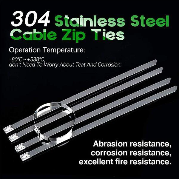 100PCS Multi-Purpose Locking Cable Metal Zip Ties - Image 5