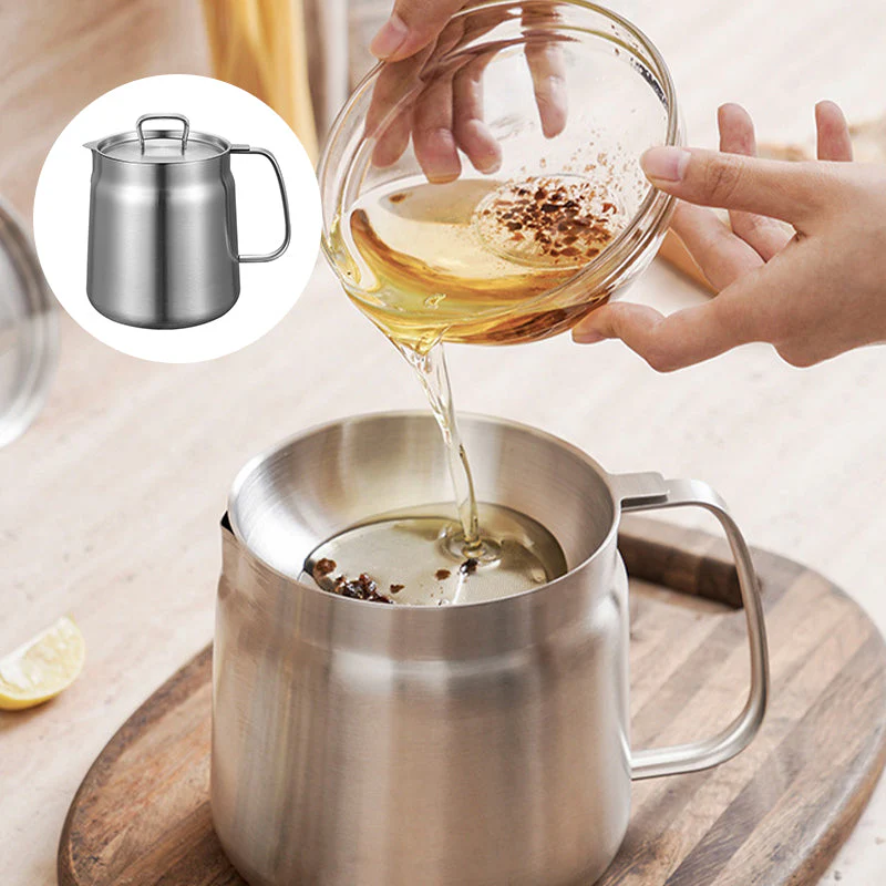 2-in-1 304 Stainless Steel Multifunctional Oil Strainer Pot - Image 9