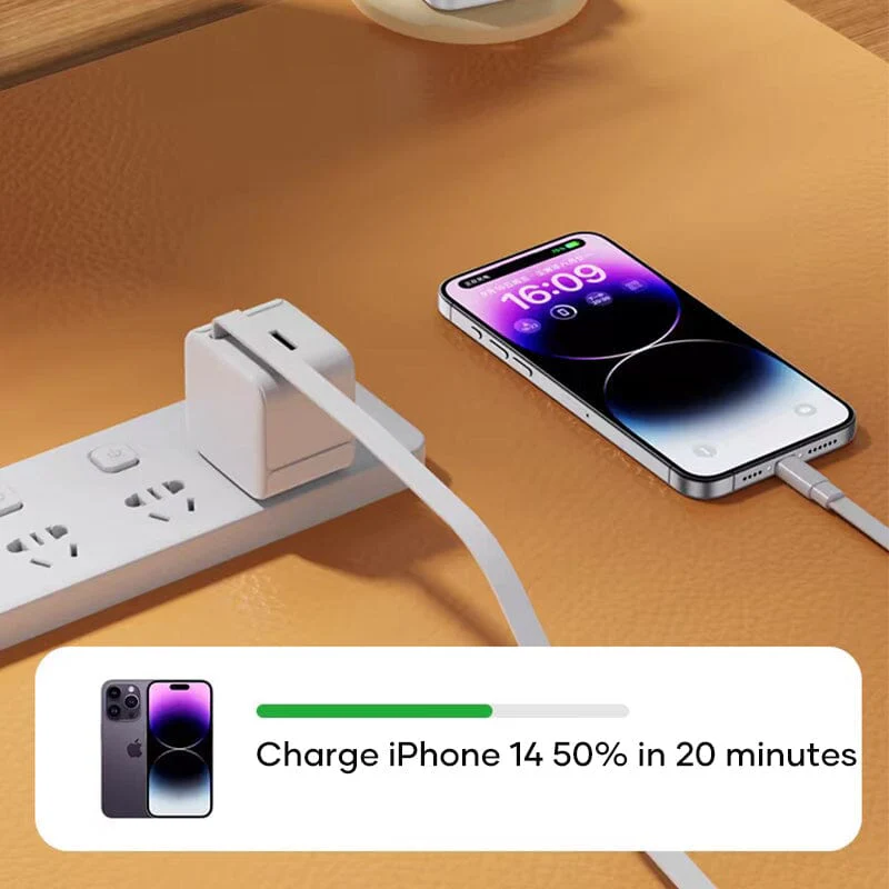 20W PD Fast USB Charger Block with Retractable Type-C Cable - Image 10