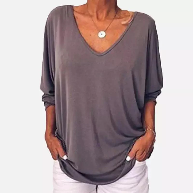 3/4 Sleeve Back Buttons V Neck Tops - Image 6