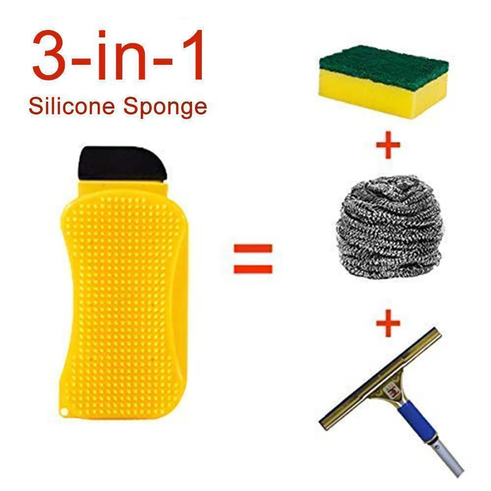 3-in-1 Silicone Cleaning Brush Scrub，Scrape & Squeegee - Image 4