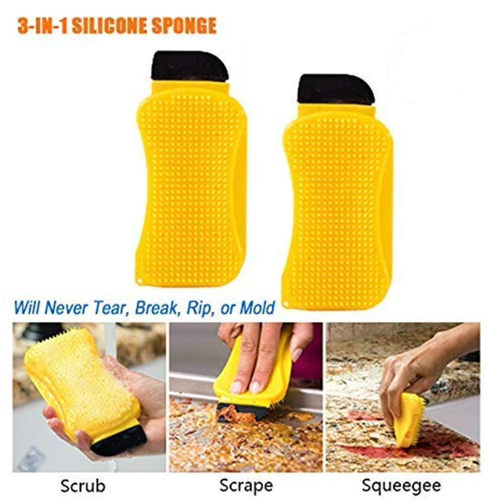 3-in-1 Silicone Cleaning Brush Scrub，Scrape & Squeegee - Image 8