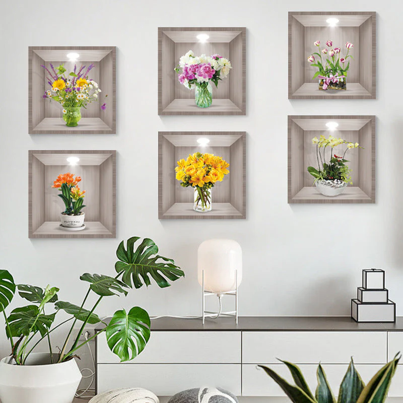 3D Flowers Vase Wall Sticker - Image 8