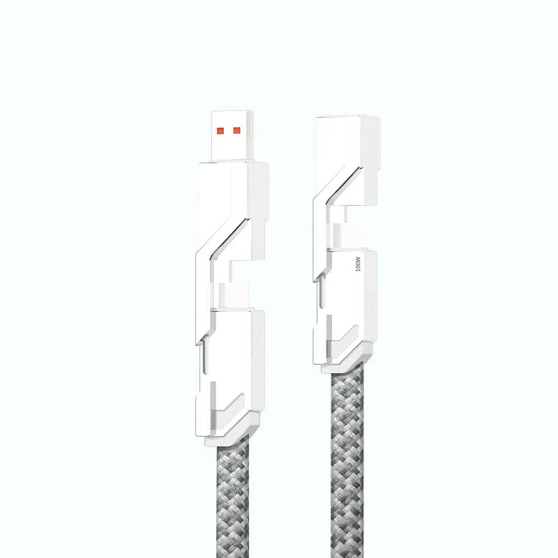 4-in-1 Flat Braided Anti-tangle Charger Cable with Velcro - Image 11