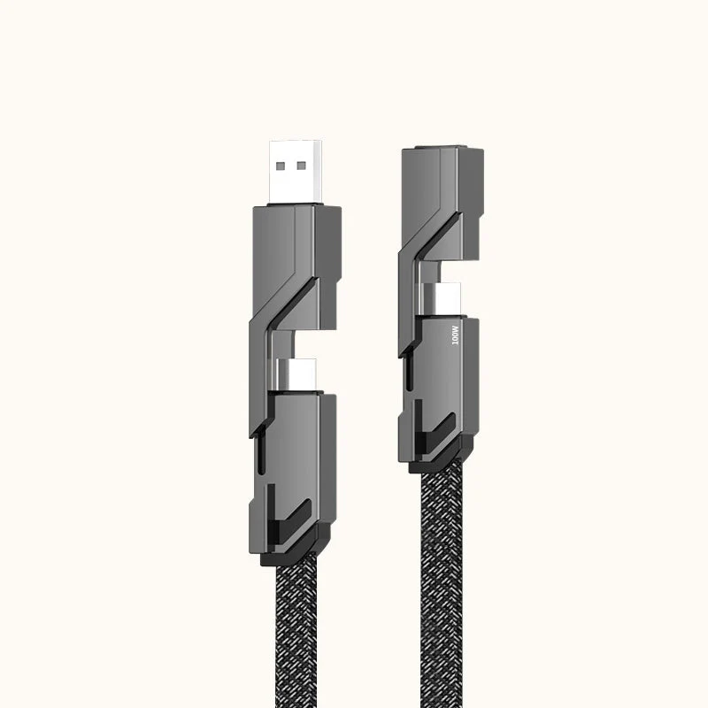 4-in-1 Flat Braided Anti-tangle Charger Cable with Velcro - Image 12