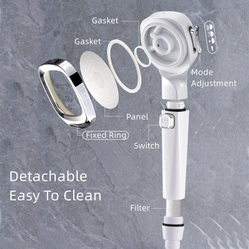 4-mode Handheld Pressurized Shower Head with Pause Switch - Image 2