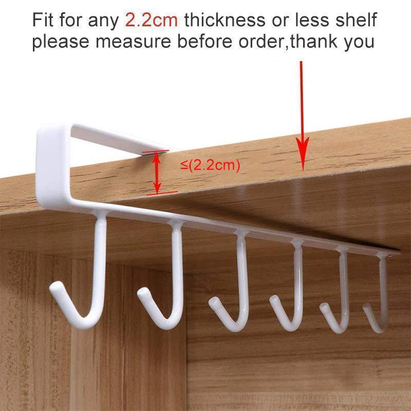 6 Hooks Under-Cabinet Hanger Rack - Image 3