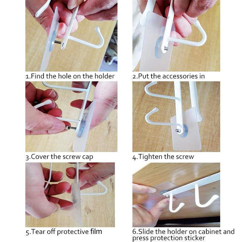 6 Hooks Under-Cabinet Hanger Rack - Image 7
