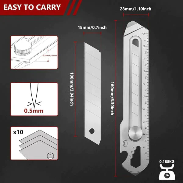 6 in 1 All-Purpose Portable Stainless Steel Utility Knife - Image 10