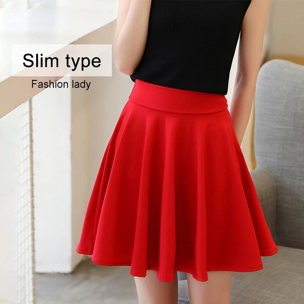 A-line Elastic Waist Pleated Shorts Skirts - Image 11