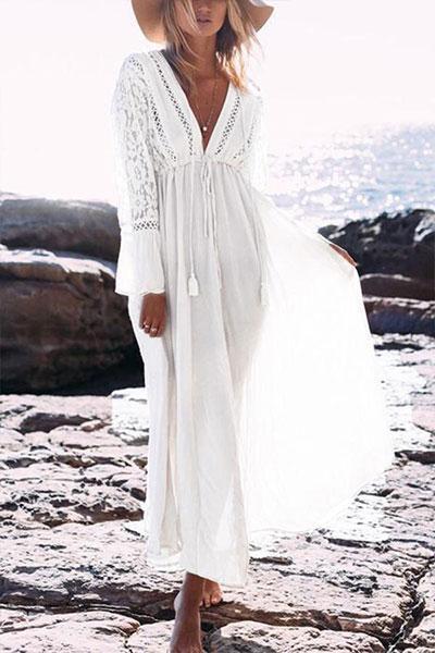 Best Casual Lace Beach Vacation Maxi Dress - Image 5