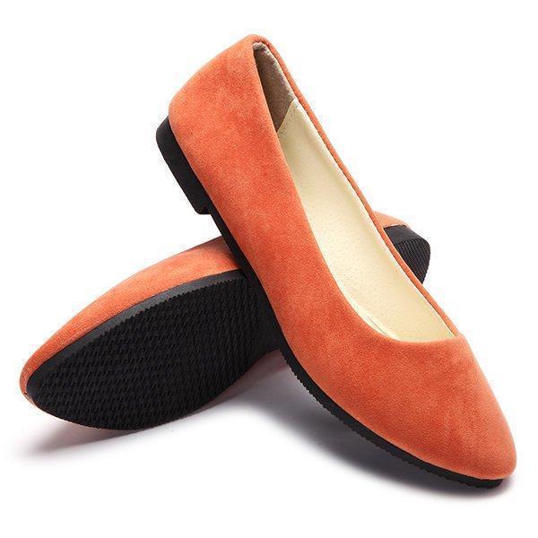 Big Size Suede Candy Color Pure Color Pointed Toe Light Slip On Flat Loafers - Image 19