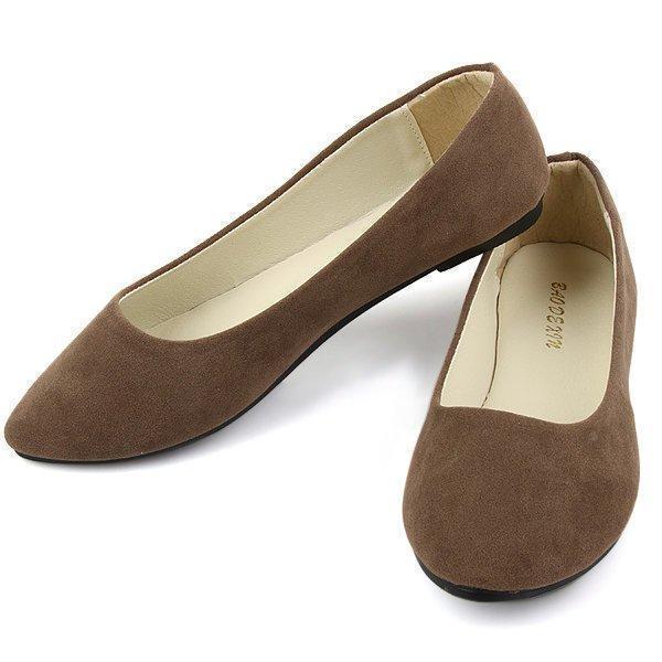 Big Size Suede Candy Color Pure Color Pointed Toe Light Slip On Flat Loafers - Image 21
