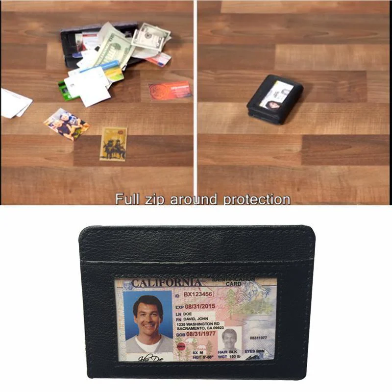 Black Leather Fraud Protector Card Case - Image 5