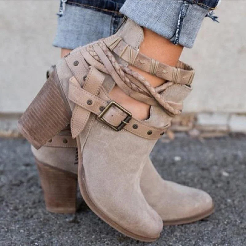 Buckle Strap Heels Ankle Boots - Image 5