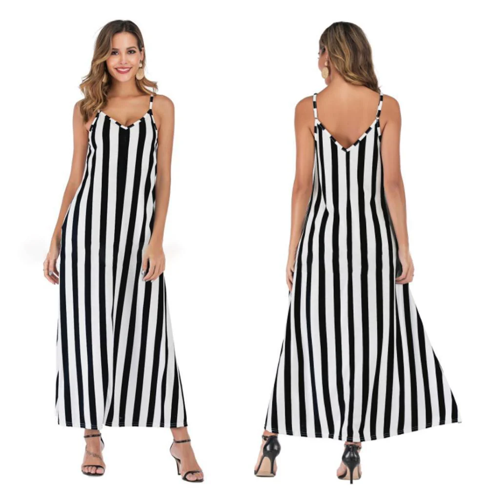 Casual Striped Straps Overhead Summer Dress - Image 7