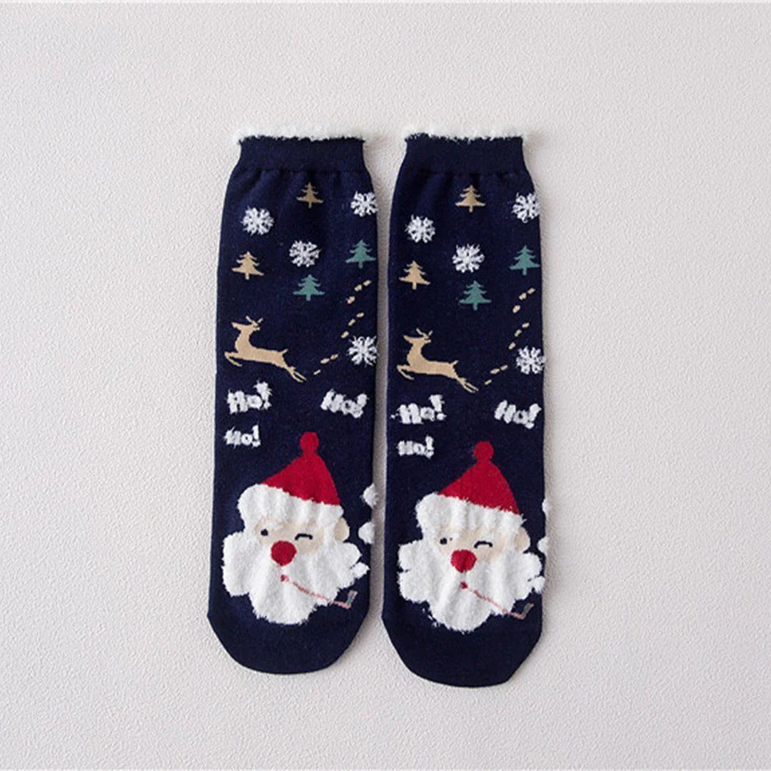 Christmas Cartoon Jacquard Cotton Women's Socks, 3 Sets - Image 5