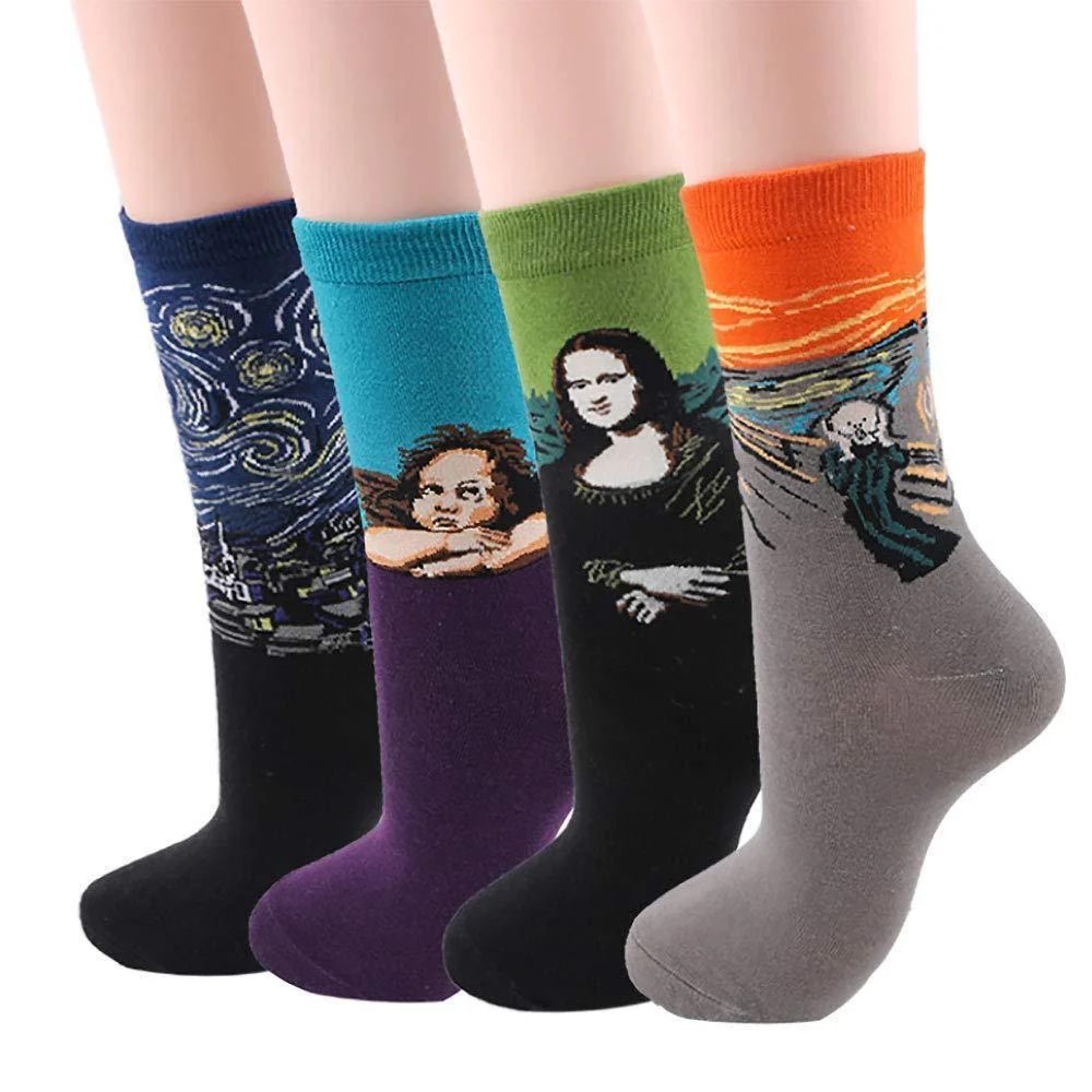 Classic Art Patterned Mid Socks - Image 4