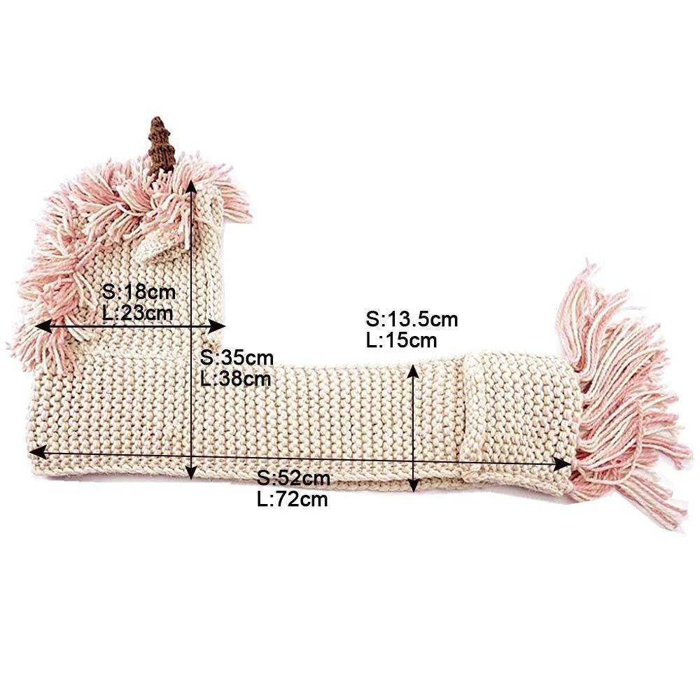 Crochet Cartoon Unicorn Winter Hat With Scarf Pocket - Image 12
