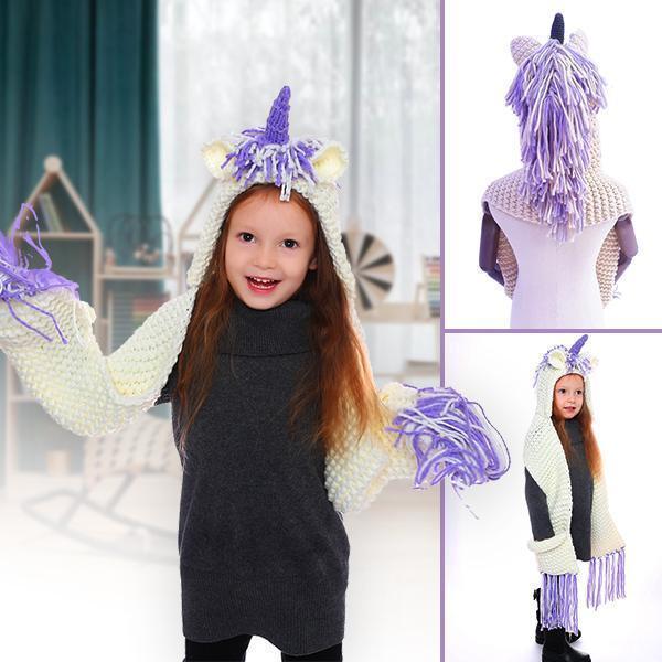 Crochet Cartoon Unicorn Winter Hat With Scarf Pocket - Image 5