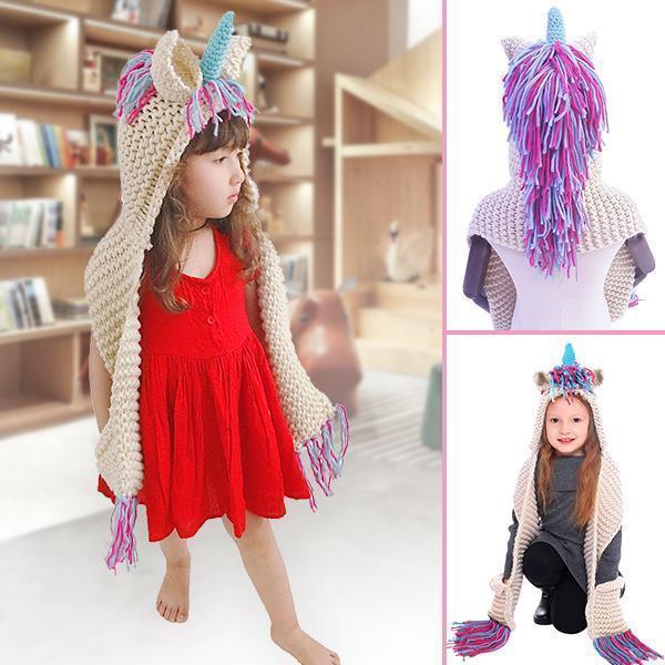 Crochet Cartoon Unicorn Winter Hat With Scarf Pocket - Image 6