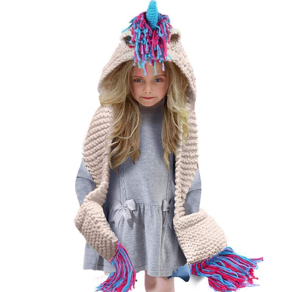 Crochet Cartoon Unicorn Winter Hat With Scarf Pocket - Image 8