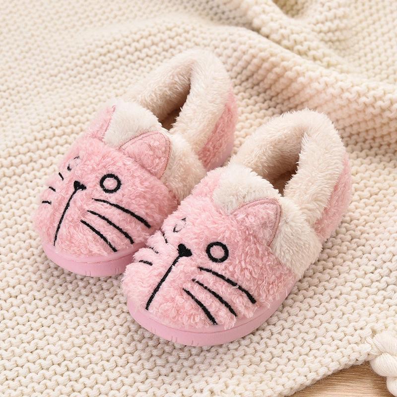 Cute Fluffy Cat Plush Slippers for Kids - Image 2