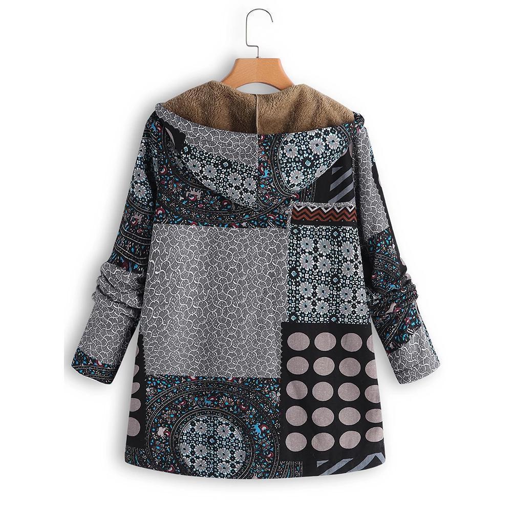Dotted coat with hood and patchwork pattern - Image 3