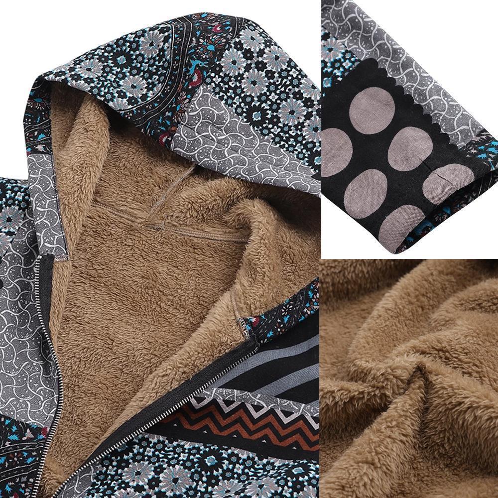 Dotted coat with hood and patchwork pattern - Image 7