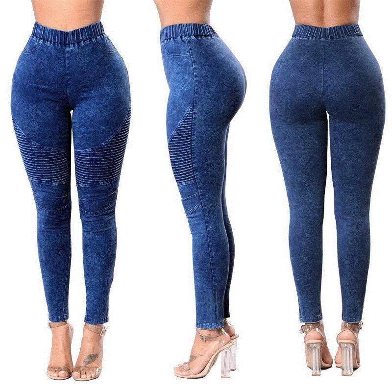 Elastic High Waist Slim Fit Jeans - Image 4