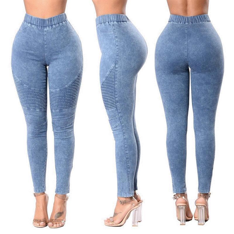 Elastic High Waist Slim Fit Jeans - Image 5