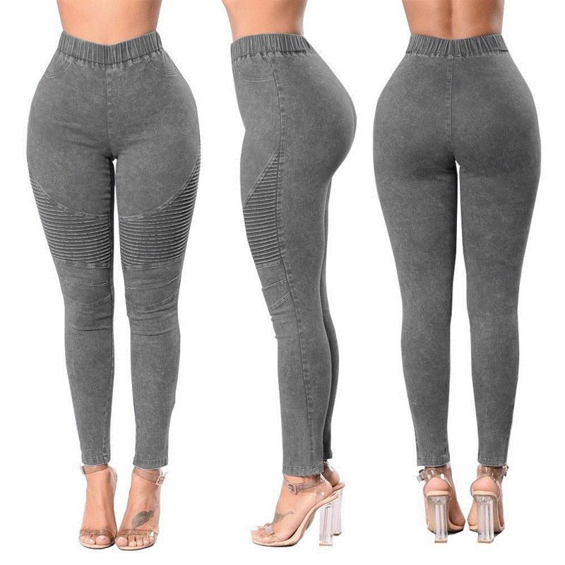 Elastic High Waist Slim Fit Jeans - Image 7