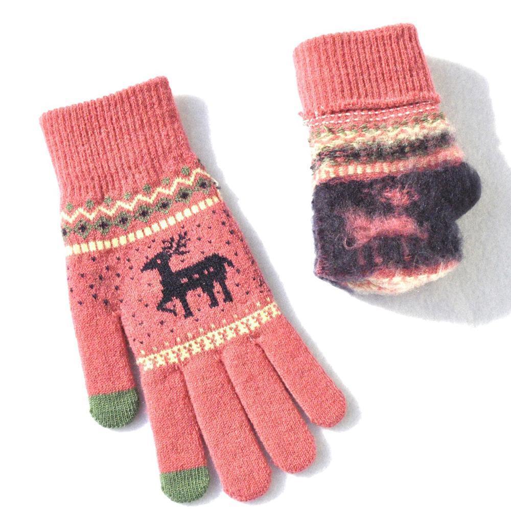 Elk Snowflake Printed Knitted Touchscreen Glove - Image 13