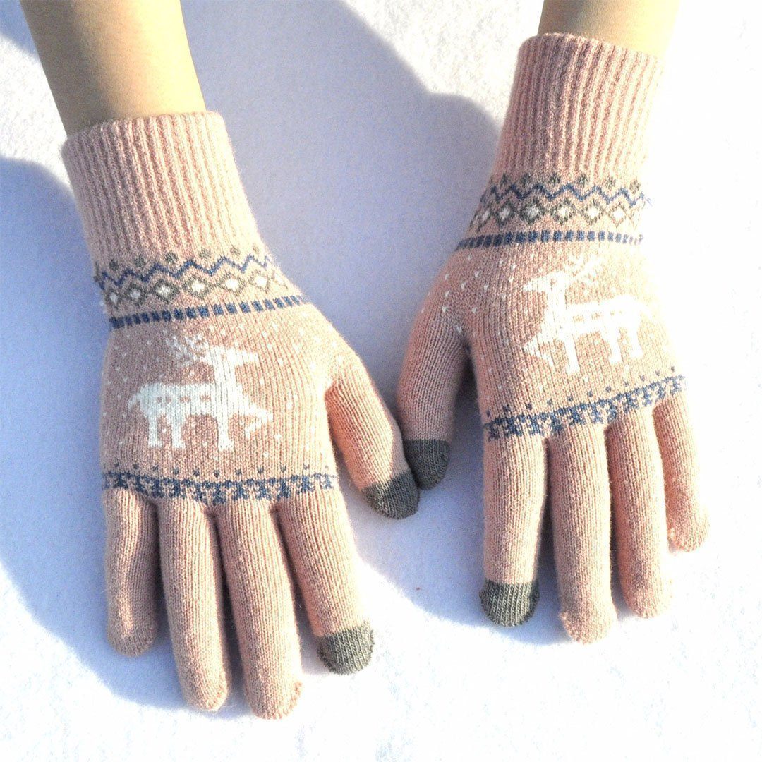 Elk Snowflake Printed Knitted Touchscreen Glove - Image 16