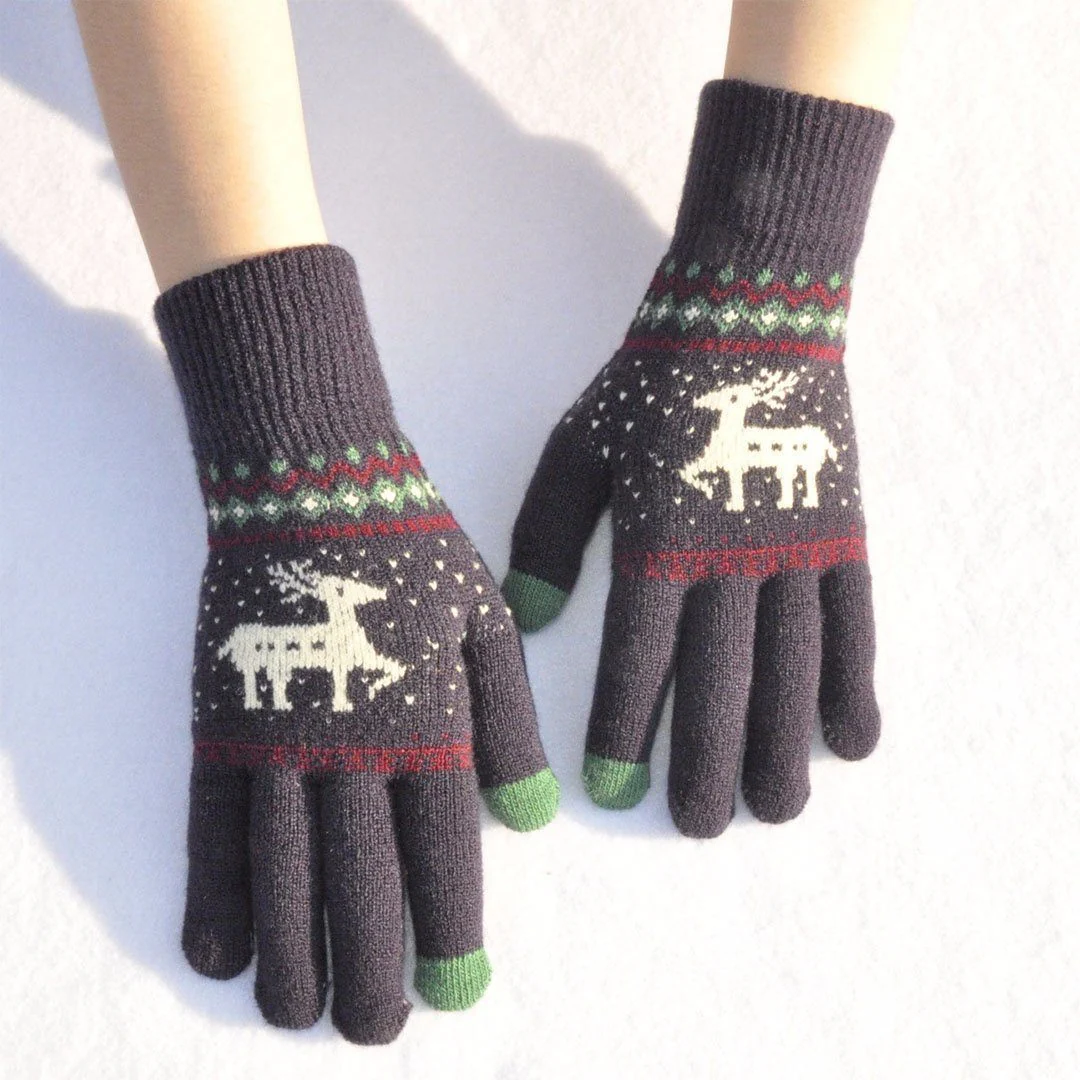 Elk Snowflake Printed Knitted Touchscreen Glove - Image 18
