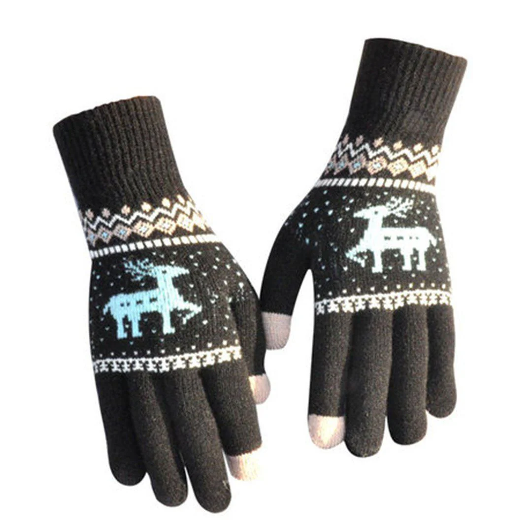 Elk Snowflake Printed Knitted Touchscreen Glove - Image 20