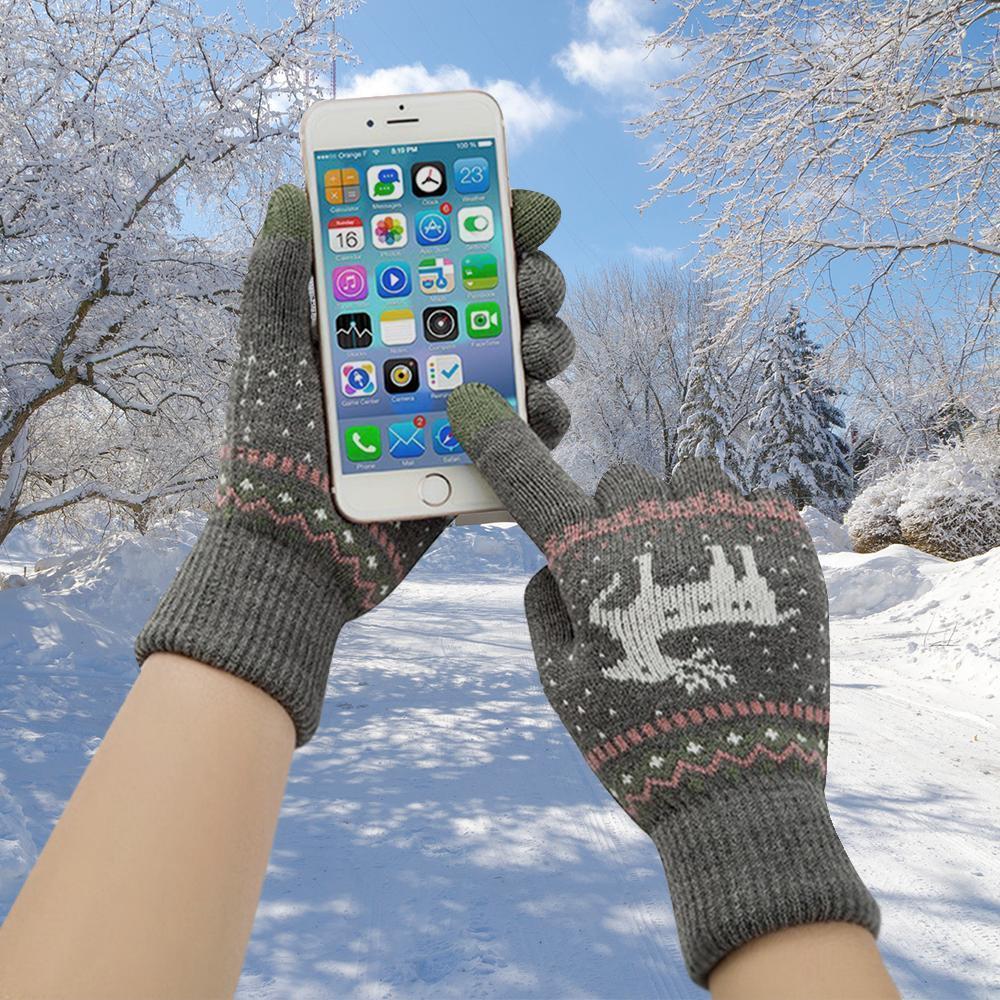 Elk Snowflake Printed Knitted Touchscreen Glove - Image 4
