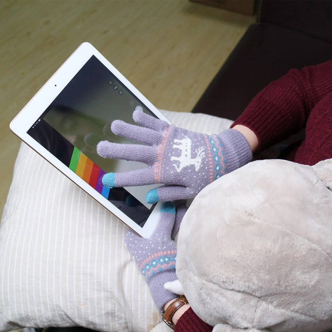 Elk Snowflake Printed Knitted Touchscreen Glove - Image 5