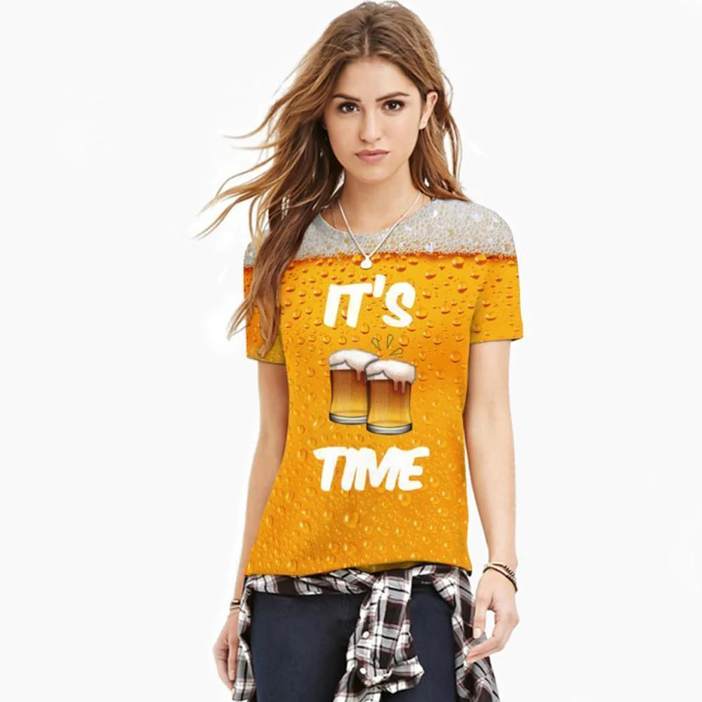 Fashion 3D Print Beer Bubble Short Sleeve T-Shirt - Image 2