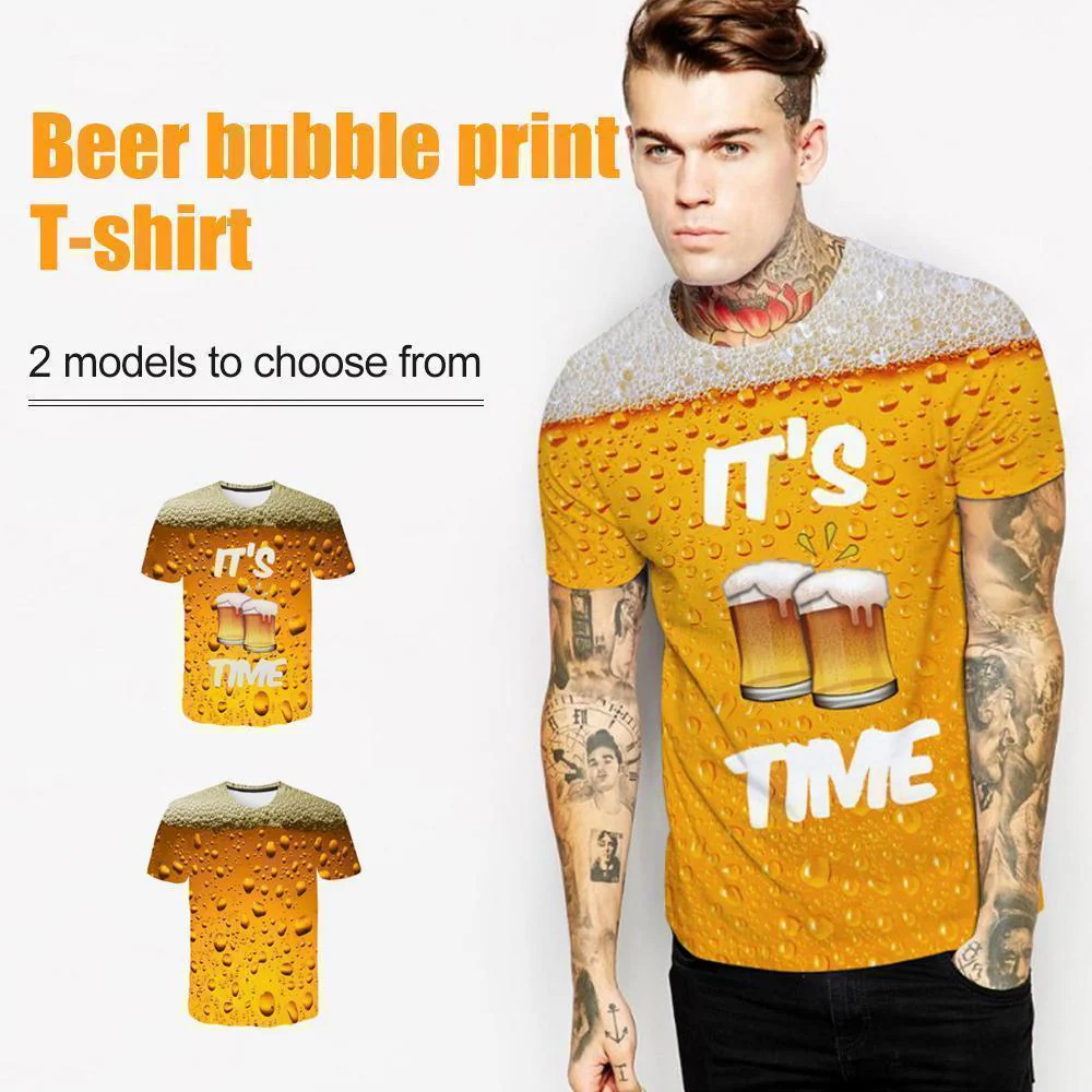 Fashion 3D Print Beer Bubble Short Sleeve T-Shirt - Image 4