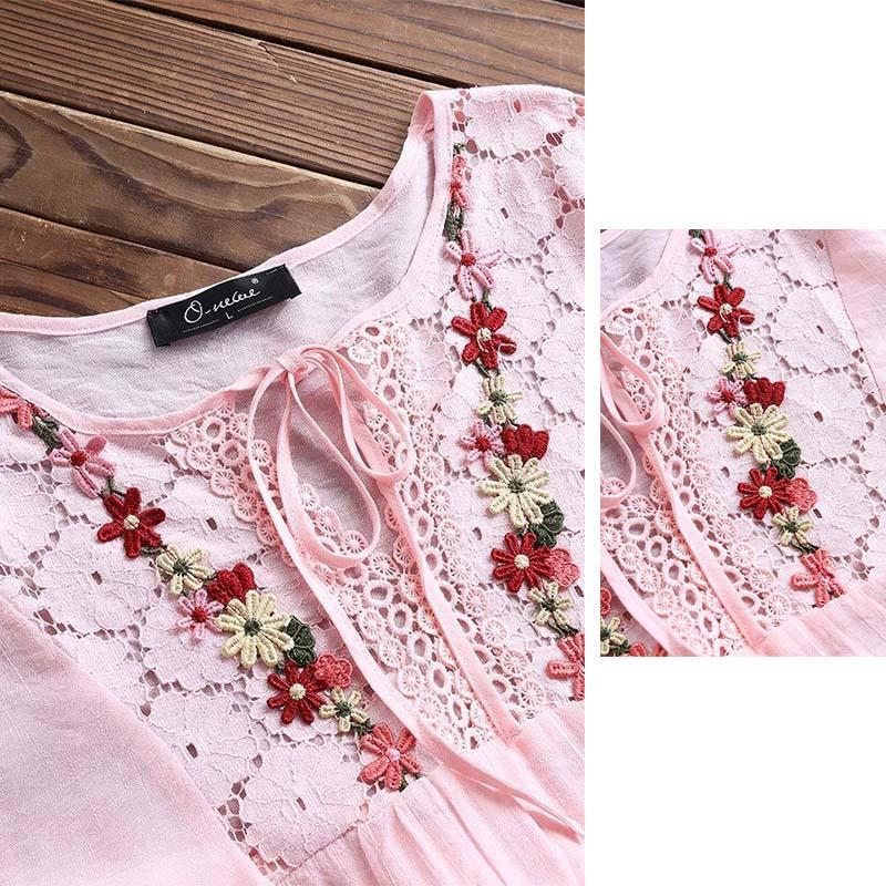 Fashion Lace Patchwork Bow Blouses for Women - Image 4