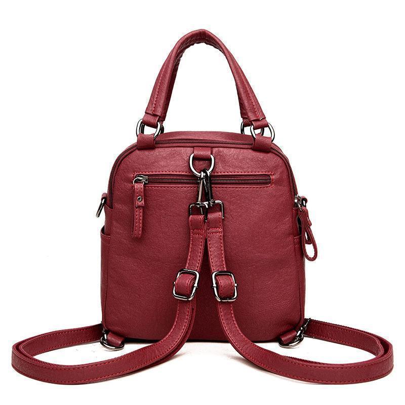 Fashion Leather Multipurpose Backpack Shoulder Handbag - Image 10
