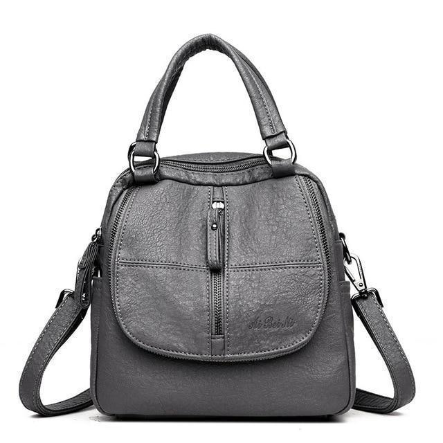 Fashion Leather Multipurpose Backpack Shoulder Handbag - Image 2