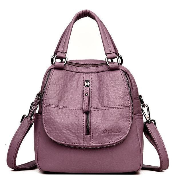 Fashion Leather Multipurpose Backpack Shoulder Handbag - Image 5