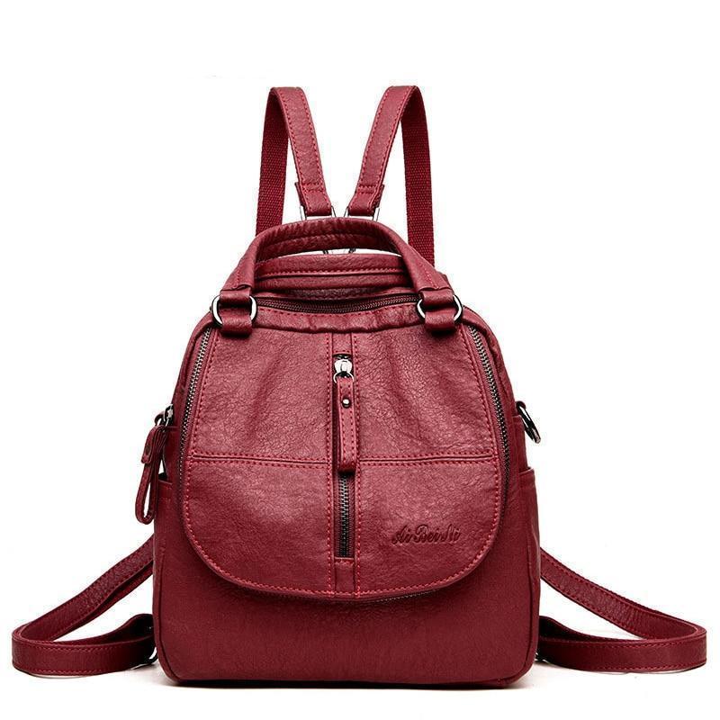 Fashion Leather Multipurpose Backpack Shoulder Handbag - Image 6