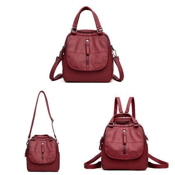 Fashion Leather Multipurpose Backpack Shoulder Handbag - Image 7