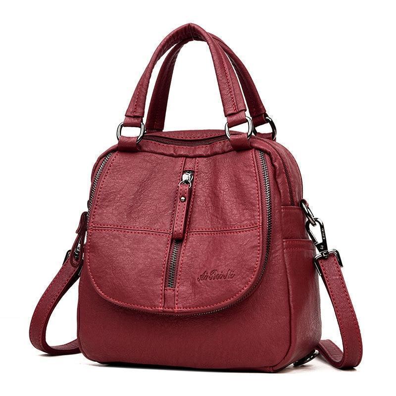 Fashion Leather Multipurpose Backpack Shoulder Handbag - Image 8