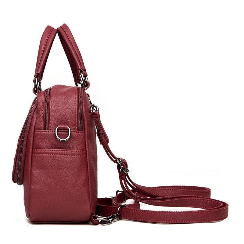Fashion Leather Multipurpose Backpack Shoulder Handbag - Image 9